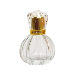 Butelka szklana perfumeryjna BULLE 60 ml Owalna z atomizerem i ozdobną nasadką 8207, zakręcana